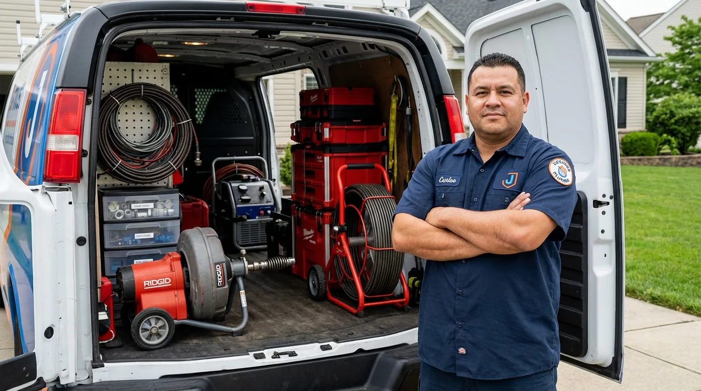 Professional drain cleaning equipment and Johns Plumbing LLC plumber in Cypress